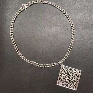 Southern Gates Sterling Silver 925 Open Filigree Square Pendant Charm Necklace